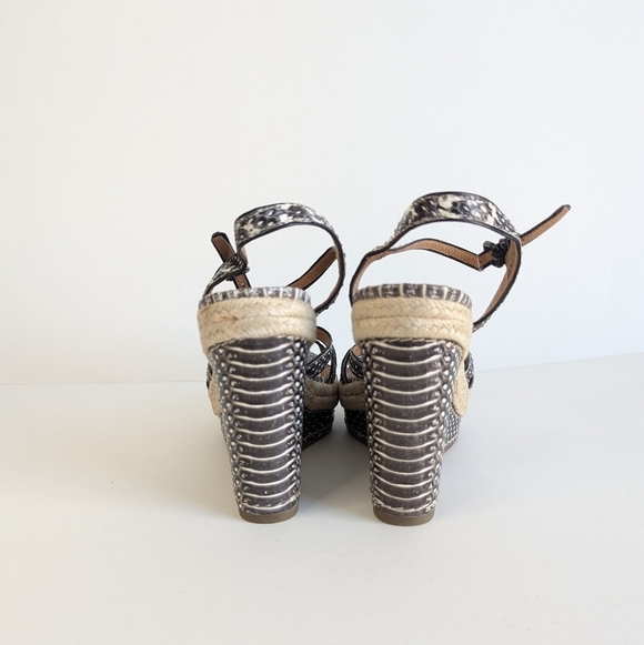 Coach Dalton Snakeskin Leather Braided Espadrille Wedge Strappy Sandal sz 7½ - Picture 5 of 12